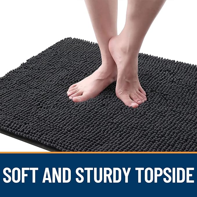 OLANLY Dog Door Mat for Muddy Paws 59x32, Absorbs Moisture and Dirt, Absorbent Non-Slip Washable Doormat, Quick Dry Chenille Mud Mat for Dogs, Entry Indoor Entryway Carpet for Inside Floor, Dark Grey - Image 4