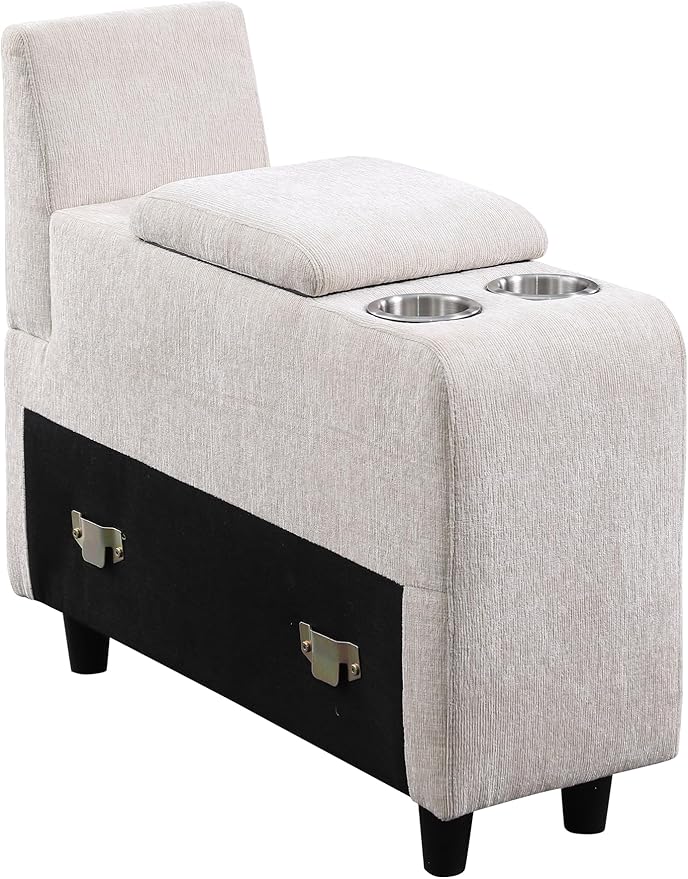 Ball & Cast 127" L-Shaped Sectional Couch with Movable Ottoman&6 Throw Pillow,7 Seat Chenille Upholstered Sofa W/2 Cup Holder,USB Port&Hidden Storage Box,DIY Combination,for Livingroom,Apartment,Beige