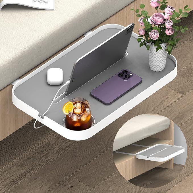 KIWIFOTOS 17" Bedside Shelf for Bed Bedside Table Under Mattress Nightstand Organizer Bedside Storage Rack Bedside Tray for Box Spring/Plate/Platform/Dorm Bed by KIWIFOTOS