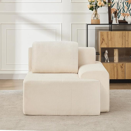 KIGOTY Modular Sectional Sofa, Comfy Cloud Sectional Couch with Right Armrest, Corner Sofa, Modern Boneless Couch for Living Room, No Assembly Required, White