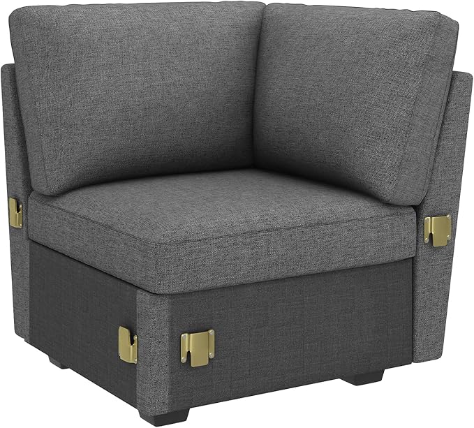 HONBAY Corner Seat for Sectional Sleeper Sofa, Corner Module for Modular Sleeper Couch with Pull Out Bed, Dark Grey