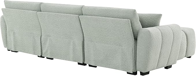 ERYE 110" L-Shaped Sectional Sofa 4 Seat Tufted Sofa Couches with Ottoman, Oversized Tufted Boucle Upholstered Corner Sectional Couch for Living Room Home Apartment