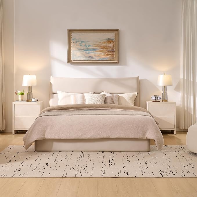 VividVibe Washed White Oak Nightstand Set of 2- Antique Bedroom Nightstand Side Table Bedside Table Accent Table Mid Century Modern Farmhouse Minimalist Coastal Wooden End Table Radioactive Geometric - Image 6