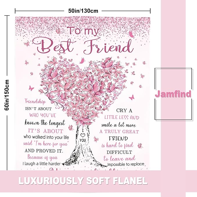 Best Friend Birthday Gifts for Women, Gifts for Best Friend Woman, Bestie BFF Soul Sister Graduation Gift Ideas for Women Blanket 60"x 50", Friendship Unique Gifts