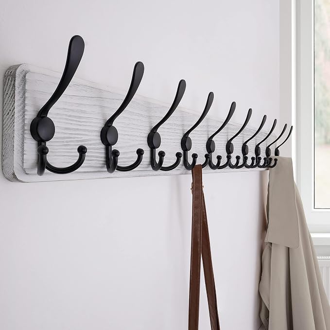 SKOLOO Rustic Large Wall Mounted Coat Rack-38.6'' Long Coat Rack for Wall, Pine Solid Wood Coat Rack Hook, Farmhouse Coat Hanger Wall Mount for Hanging Jacket Coat Hat, Pack of 2 - Image 4