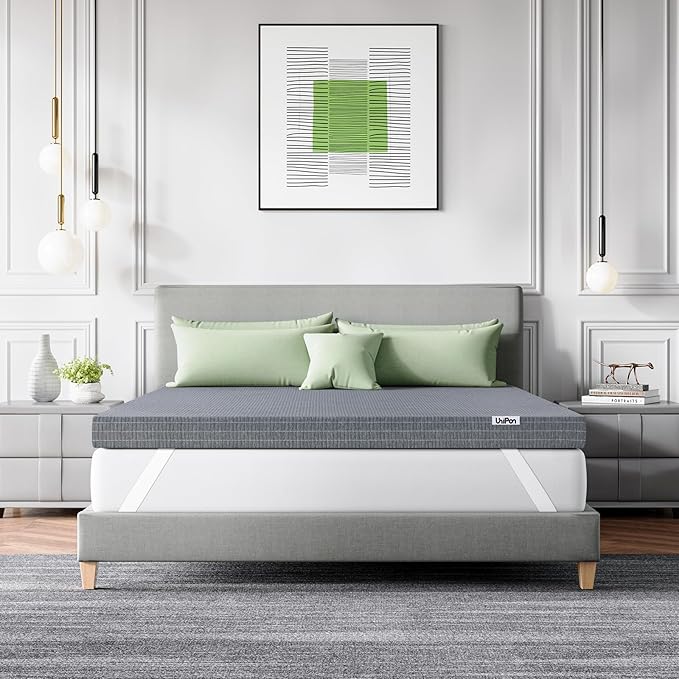 4 Inch Firm King Mattress Topper with Cooling Gel & Bamboo Charcoal, Firm King Memory Foam Mattress Topper for Pain Pressure Relief, CertiPUR-US Certified, Removable Cover