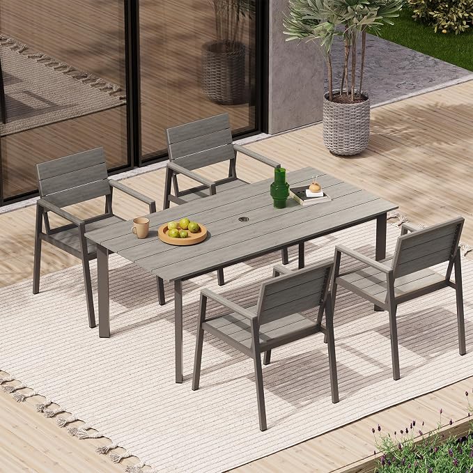 Outdoor Patio Dining Chairs Set of 2, 350LBS Capacity Aluminum Patio Dining Chairs with Armrests, Weather-Resistant for Lawn, Garden, Yard, Poolside and Indoor Use (Gray) - Image 2