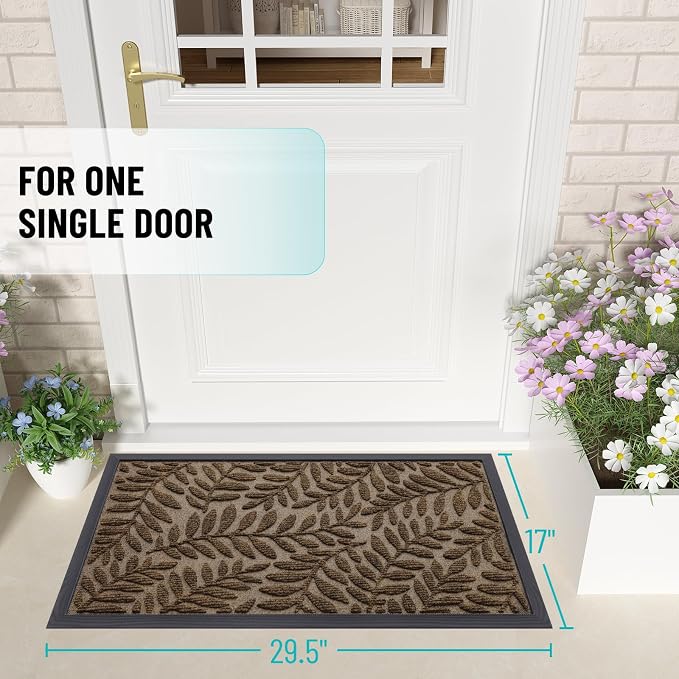 OLANLY Door Mat Indoor Outdoor Entrance, 36x24, Waterproof All-Weather All-Season Doormat, Sturdy Natural Rubber, Stain and Fade Resistant, Low Profile, Easy Clean Patio Entryway Mat, Medium Brown - Image 2