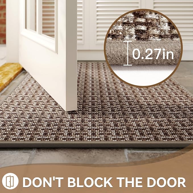 Indoor Door Mat 36x60 Dirt Resistant and Absorbent, Non-Slip Rubber Backing Floor Mats, Easy Clean Low-Profile Doormat for Entryway, Front Door, Inside Entrance Brown - Image 4