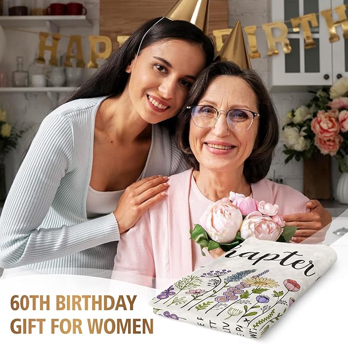 Afterprints 60th Birthday Gifts for Women, Chapter 60 Birthday Blanket, 60 Year Old Bday Gift for Woman, Friend, Sister, Mom, 1966, 60th Birthday Decorations, Turning 60 Throw Blankets 60'' x 80''