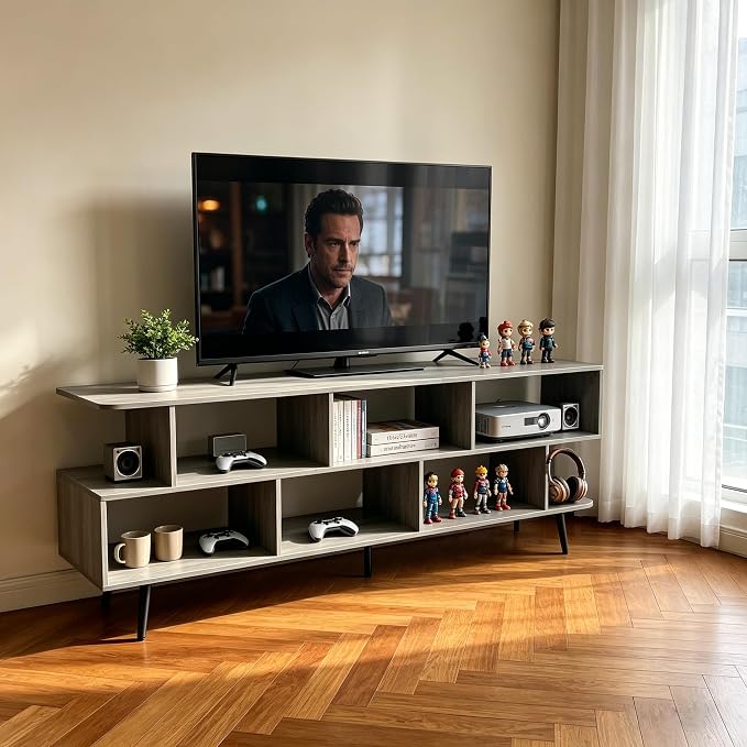 Lightdot 65" TV Stand Fits TVs Up to 75 Inch, Modern Entertainment Center with Power Outlet & Open Storage Shelves, Sofa Cabinet Media Console, Easy Assembly TV Table for Living Room,Bedroom - Image 2