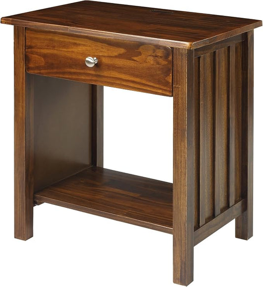 Vanderbilt Nightstand with USB Port-Warm Brown by CasualHome