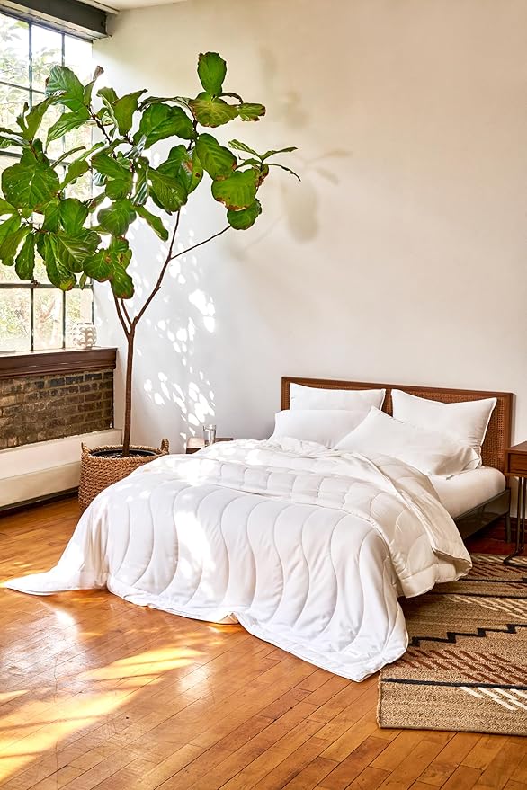 Buffy Breeze Comforter - Soft 100% Eucalyptus Lyocell, Cooling, White Lightweight Summer Duvet Insert with Corner Tabs (Full/Queen) (Twin/Twin XL)