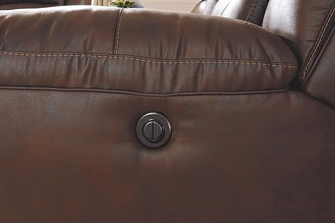 Signature Design by Ashley Stoneland Faux Leather Power Rocker Recliner, Dark Brown