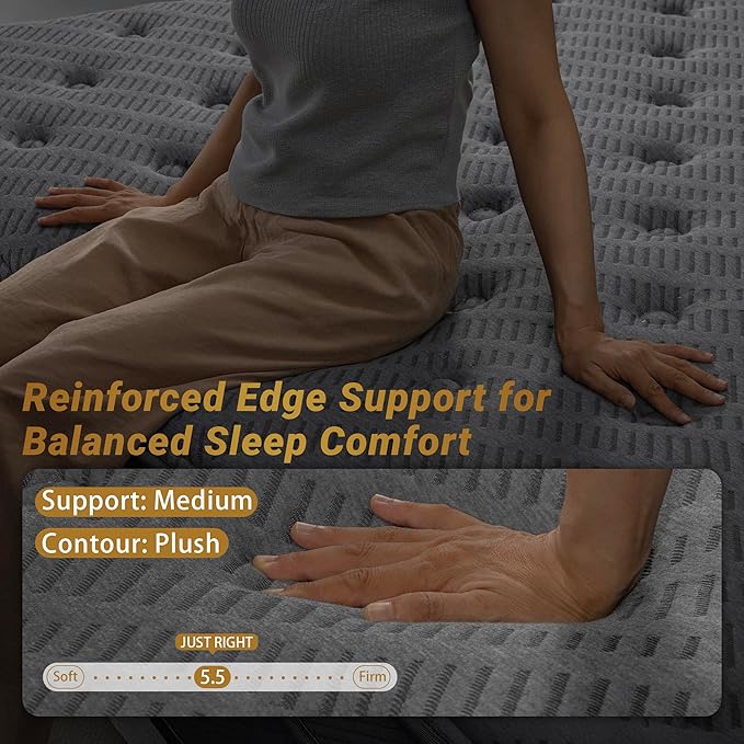 14″ King Hybrid Mattress – Cooler, Quieter & Deeper Comfort, Airflow Foam + Pocket Coils, 2″+ Plush Cushion, Heavy-Duty Support, CertiPUR-US, Fiberglass-Free, Mattress in a Box