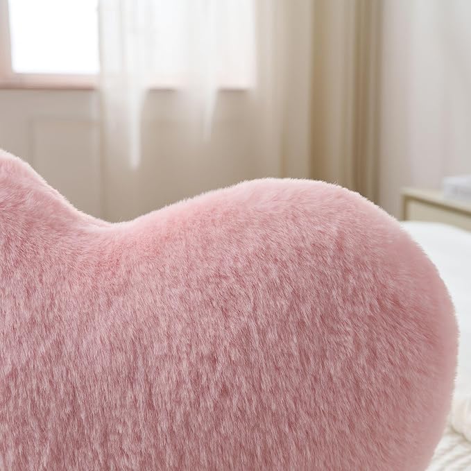 2PCS Throw Pillows Heart Pillow Home Decor Decorative Couch Pillows Bed Pillows Outdoor Pillows Valentine Gifts,Pink 9"*13"