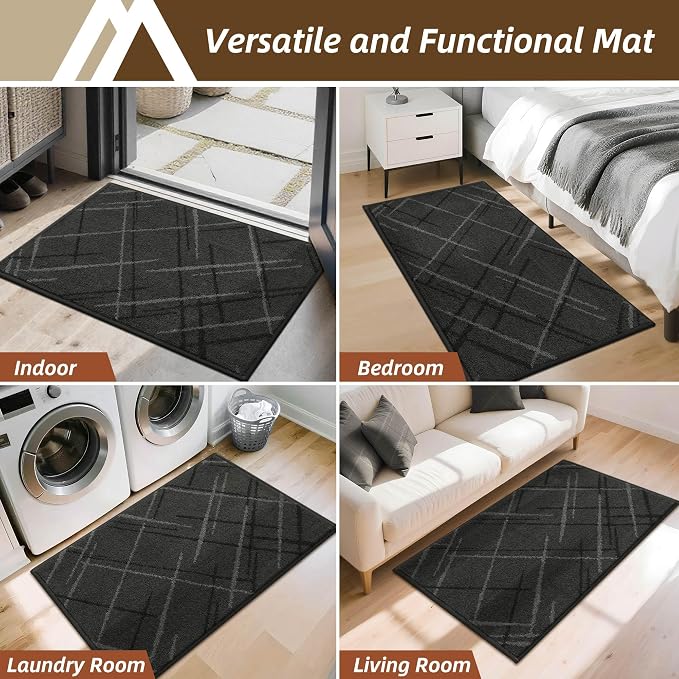 COSY HOMEER Front Door Mat Low Profile Non-Slip Doormat for Entryway, Absorbent Dirt Trapper Washable Entrance Mat, Sturdy Polyester Doormats (36"x24", Dark Gray) - Image 7