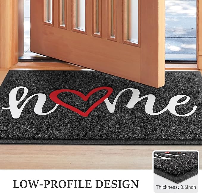 BeneathYourFeet Door Mat, Welcome Mat Low Profile Floor Mat Front Doormat Indoor and Outdoor Doormat Non Slip Rugs for Entryway, Patio, High Traffic Areas (30"x17.5", Black-Home) - Image 3