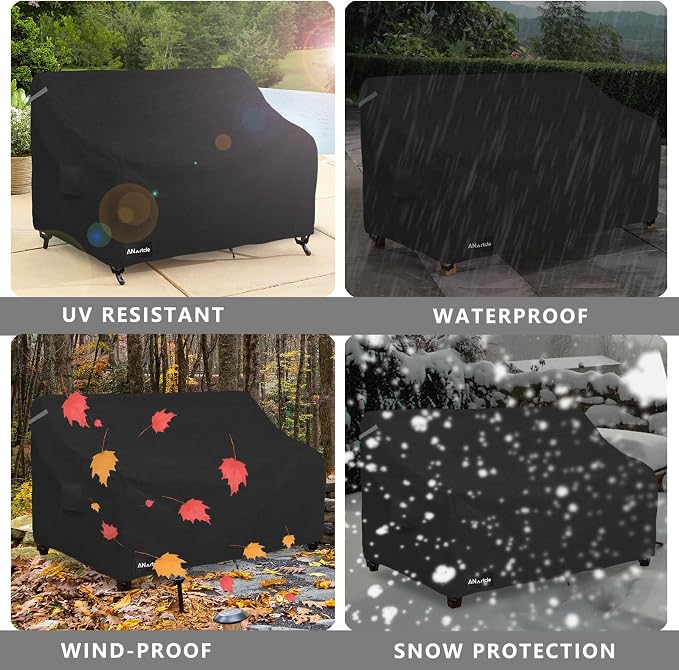 ANartcle 3-Seater Patio Sofa Cover,79W x 37D x 35H Inches Outdoor Couch Cover,100% Waterproof Heavy Duty Patio Sofa Covers,Patio Furniture Covers,Black - Image 8
