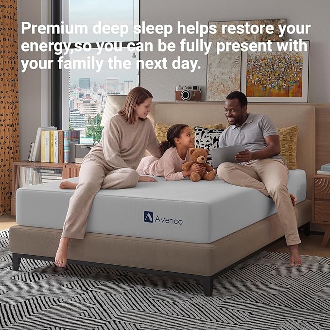 Avenco 14 Inch Queen Gel Memory Foam Mattress, Open-Cell Breathable Foam for Cooling Night Sleep, Removable Washable Cover, CertiPUR-US Certified Queen Size Mattresses in a Box