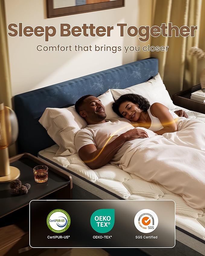 TXO Queen Mattress 12 Inch, Medium Firm Hybrid Mattress, Cool & Dry Anti-Static Cotton Knit, Easy to Clean, Wave Memory Foam and Enhanced Pocketed Springs for Pressure Relief and Back Pain Relief