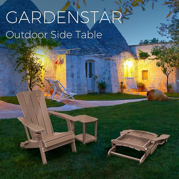 Adirondack Square Outdoor Side Table,2-Tier Storage Patio Side Table, HDPE End Tables for Backyard Pool Porch Garden Lawn - Image 2