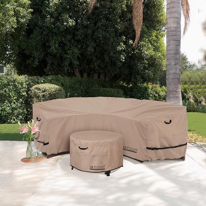 ULTCOVER Waterproof Patio Curved Sofa Sectional Cover for 3-4 Seaters Outdoor Furniture Couch 126"(Back Arc Length) x 82"(Front Arc Length) - Image 6