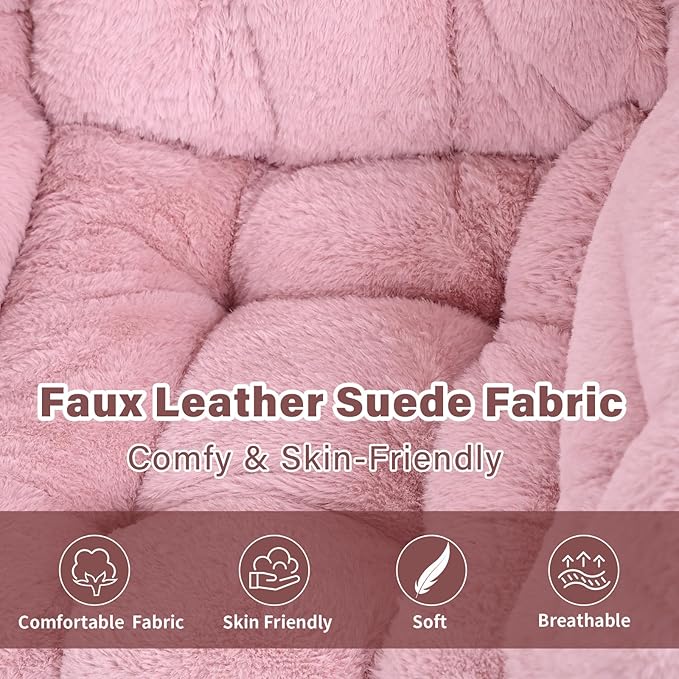 Lazy Chair with Ottoman, Modern Accent Chair Lounge Leisure Sofa Chair with Armrests, Reading Chair and Folding Footstool for Living Room, Bedroom, Office, Plush Pink
