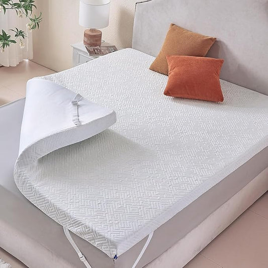 2 inch Memory Foam Mattress Topper Twin Size Bed, Gel Infused Memory Foam Mattress Pad with Cover for Back Pain Relief, 38x75 Inches
