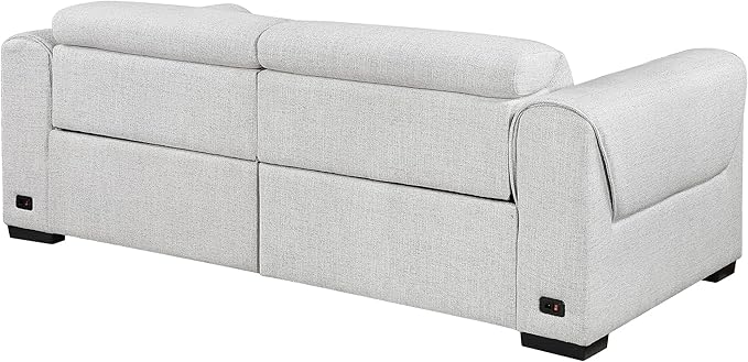 Lexicon Power Reclining Sectional Couches for Living Room-Modular Sectional Sofa, Wall Hugger, 2 Recliner Seats, Power Headrests, Charging Ports, 2 Seater Couch, Chenille Cloud