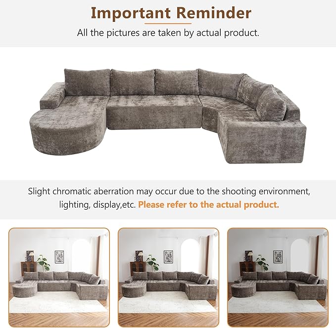Ball & Cast Oversized Modular Sectional Sofa Cloud Couch,141.7" Modern Upholstered Couch w/Deep Seat Comfy Couches,Minimalist Sleeper Sofas,for Living Room,Apartment,Brown