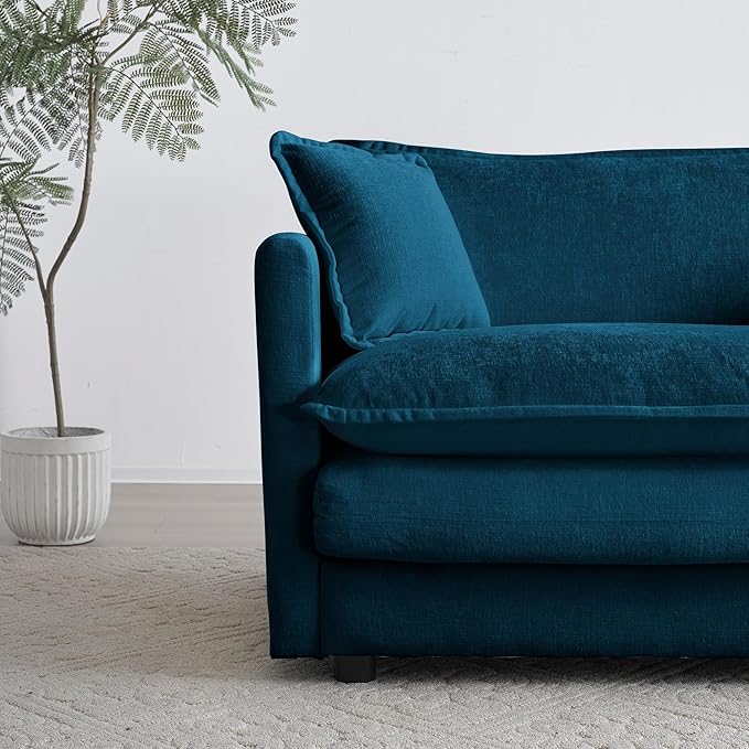 ERYE Oversized Loveseat Sectional Sofa Modern Deep Seat Reversible Chaises Sofa&Couch with 2 Movable Ottomans and 4 Pillows, Modular Sleeper Upholstered Couch for Living Room,Apartment,Studio,Office