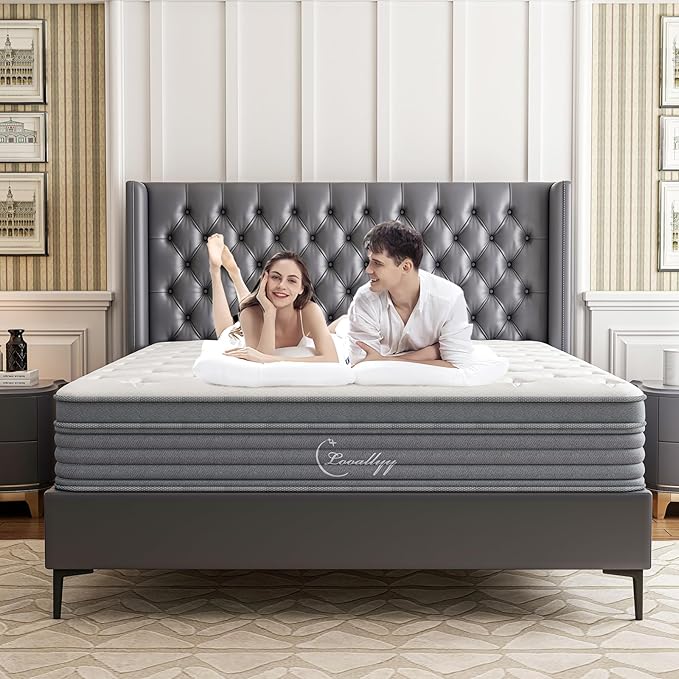 12 inch Queen Mattress,Hibrid Memory Foam Mattress in A Box, Independent Pocketed Spring for Pressure Relief, Motion Isolation for Deep Sleep,Skin-Friendly and Breathable Cotton