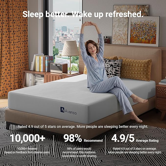 Avenco 12 Inch Full Gel Memory Foam Mattress, Open-Cell Breathable Foam for Cooling Night Sleep, Removable Washable Cover, CertiPUR-US Certified Full Size Mattresses in a Box