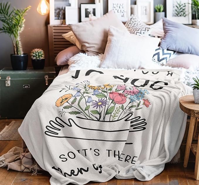 Get Well Gifts for Women/Men White Blanket 50"x60", Inspirational/Thinking of You/Cancer Care/Feel Better/Surgery Recovery Gifts for Women, Sympathy Gift, Soft Hug/Get Well/Healing Blanket