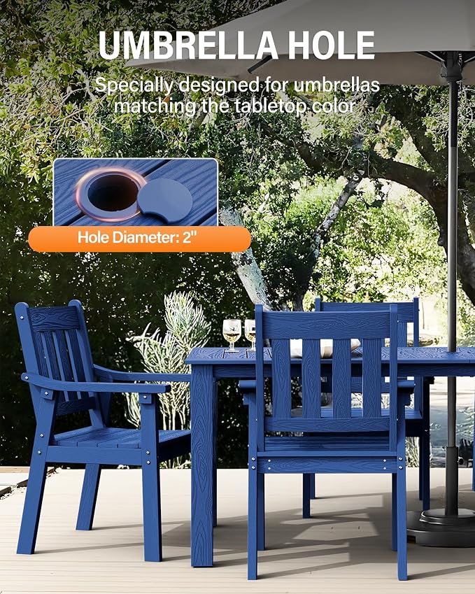 YEFU Outdoor Patio Dining Sets: All Weather 12 Piece Dining Table Set for 10 with Umbrella Hole & Aluminum Frame - Outdoor Furniture Patio 2 Table and 10 Chairs for Outside Backyard/Porch/Deck Blue - Image 5