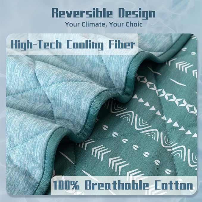 DOWNCOOL Cooling Blanket, Green Reversible Blanket for Hot Sleeper,Breathable Summer Comforter, Lightweight Soft Q-Max>0.4 Arc-Chill Cool Comforter, 60"X70"