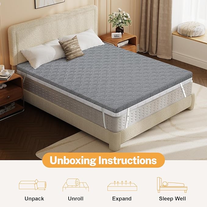 Extra Firm Mattress Topper Twin XL Size 3 Inch, Firm to Extra Firm Mattress Pad with Dual Sides Flippable for Back Pain Relief, High-Density Bed Topper with Washable Cover,CertiPUR-US, 80" x 38"