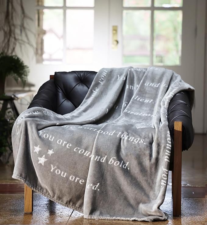 Compassion Blanket (Brand)- Strength Courage Super Soft Warm Hugs, Get Well Gift Blanket Plush Healing Thoughts Positive Energy Love & Hope (Gray, 50 x 60 Fleece)