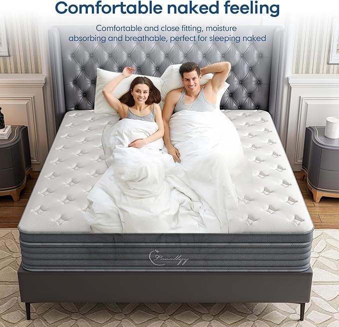 12 inch Queen Mattress,Hibrid Memory Foam Mattress in A Box, Independent Pocketed Spring for Pressure Relief, Motion Isolation for Deep Sleep,Skin-Friendly and Breathable Cotton
