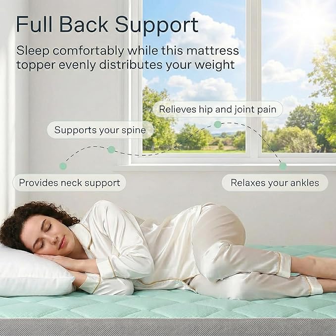 Novilla 4 Inch Dual Layer Memory Foam Mattress Topper, 2 Inch Gel Memory Foam and 2 Inch Cooling Down-Alternative Mattress Pad Cover for Back Pain, Breathable & Certi-Safe, California