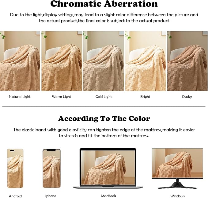 NEWCOSPLAY Super Soft Queen Blanket Brown Premium Silky Flannel Fleece 3D Checkered Lightweight Bed Blanket All Season Use (Brown Checkered, Queen(90"x90"))