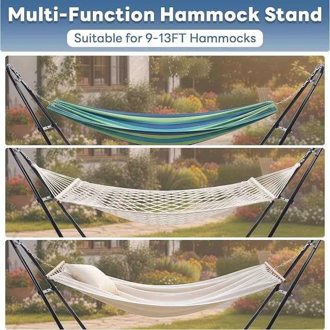 DUMOS Universal Double Hammock Stand Only, Heavy Duty Hammock Stands for 2 Person, Steel Stand for Indoor and Outside Garden Backyard Patio Pool Beach - Image 7