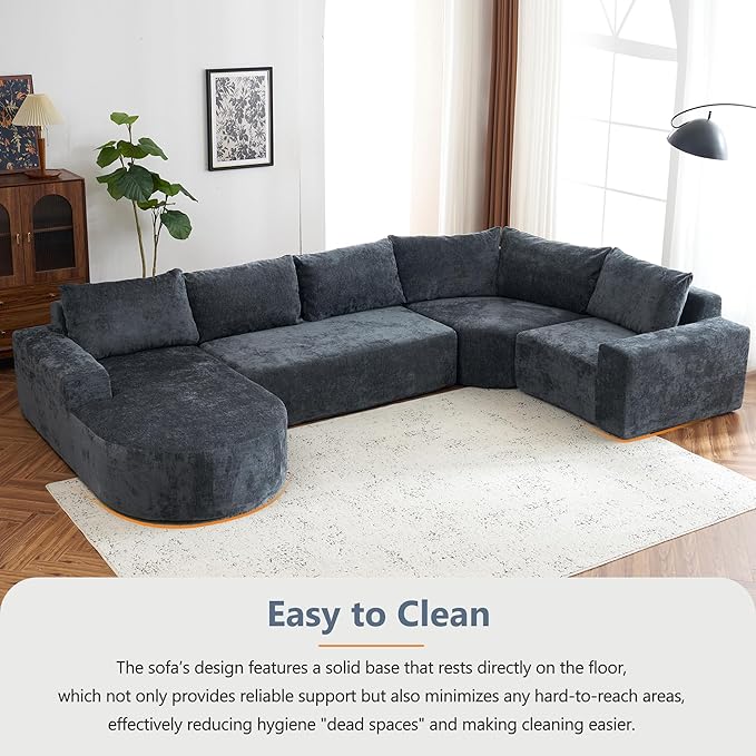 Ball & Cast Oversized Modular Sectional Sofa Cloud Couch,141.7" Modern Upholstered Couch w/Deep Seat Comfy Couches,Minimalist Sleeper Sofas,for Living Room,Apartment,Grey