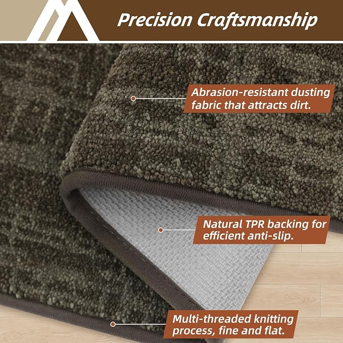 COSY HOMEER-Door-Mat,Dirt Trapper Entryway Rugs 24"x36" Non Slip Washable Entrance Mats,Absorbent Welcome Mat,Low Profile Dog Door Mats for Front Back Doomats and Wet Shoes,Brown - Image 2