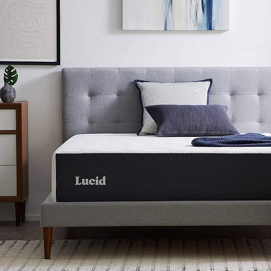 Lucid 14 Inch Memory Foam Mattress - Medium Firm Feel - Infused with Refreshing Bamboo Charcoal and Cooling Gel - Bed in a Box - Temperature Regulating - Pressure Relief - Breathable - California King