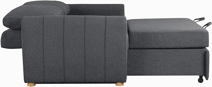 Serta Galway 66.5" Convertible Sleeper Loveseat, Full Size, Dreamcoil Comfort, FingerGuard Pinch Point Protection, Boucle Fabric, Charcoal