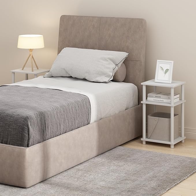 Furinno Just Turn-N-Tube Open Storage Nightstand, 1 Pack, 3-Tier, White/White - Image 10