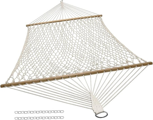 Sunnydaze Cotton Rope Hammock for Outside - 450-Pound Capacity Indoor or Outdoor Hammock with Spreader Bars - Natural by SunnydazeDecor