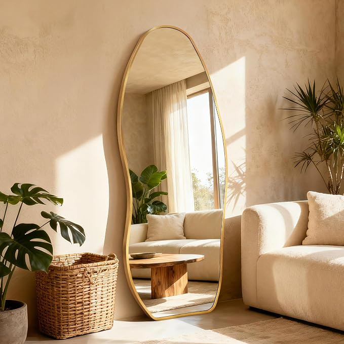 Dorlicecass Mirror Full Length - Irregular Full Body Mirror Standing or Leaning or Wall Hanging 63"x 24" Asymmetrical Aviation Aluminum Alloy Frame Unique for Bedroom, Living Room, Cloakroom, Entryway - Image 2